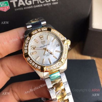 Swiss TAG Heuer Aquaracer WBD1321 Diamond Women's Watch Two Tone Case